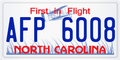 NC license plate AFP6008