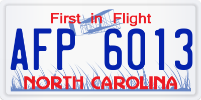 NC license plate AFP6013