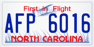 NC license plate AFP6016