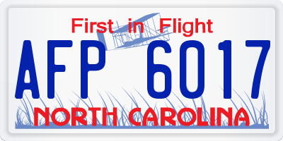 NC license plate AFP6017