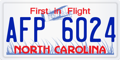 NC license plate AFP6024