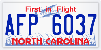 NC license plate AFP6037