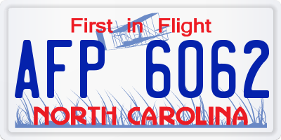 NC license plate AFP6062