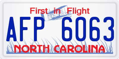 NC license plate AFP6063