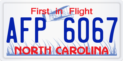 NC license plate AFP6067