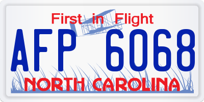 NC license plate AFP6068