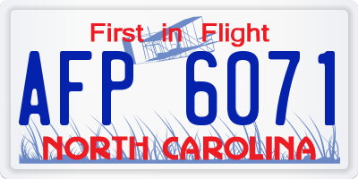 NC license plate AFP6071