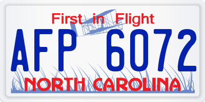 NC license plate AFP6072