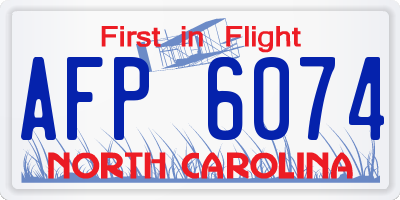 NC license plate AFP6074