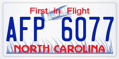 NC license plate AFP6077