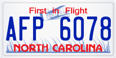 NC license plate AFP6078
