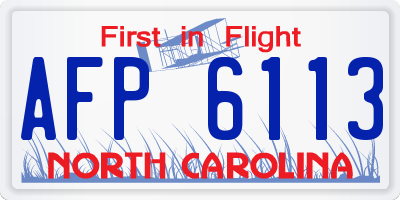 NC license plate AFP6113