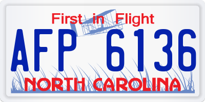 NC license plate AFP6136
