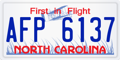 NC license plate AFP6137