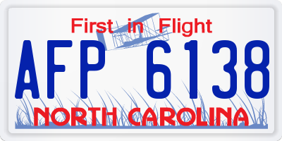 NC license plate AFP6138
