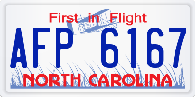 NC license plate AFP6167