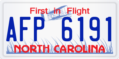 NC license plate AFP6191