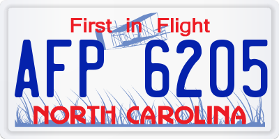 NC license plate AFP6205