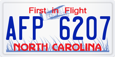 NC license plate AFP6207