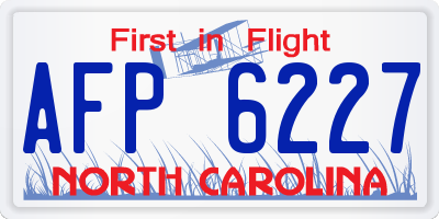 NC license plate AFP6227