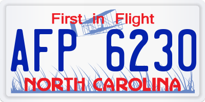 NC license plate AFP6230