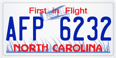 NC license plate AFP6232