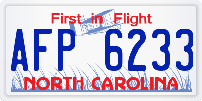 NC license plate AFP6233