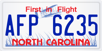 NC license plate AFP6235