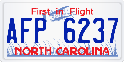 NC license plate AFP6237