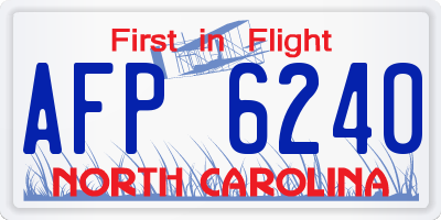 NC license plate AFP6240