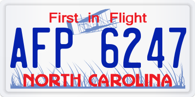 NC license plate AFP6247
