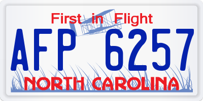 NC license plate AFP6257
