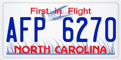 NC license plate AFP6270