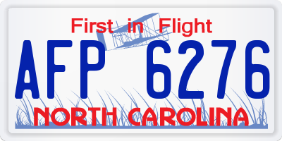 NC license plate AFP6276