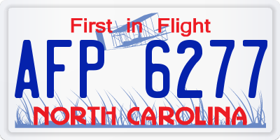 NC license plate AFP6277