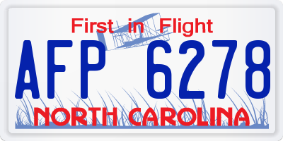 NC license plate AFP6278