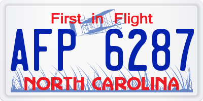 NC license plate AFP6287