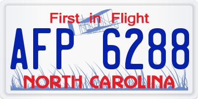 NC license plate AFP6288