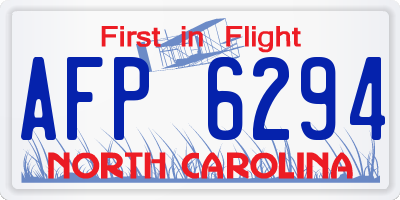 NC license plate AFP6294