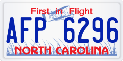 NC license plate AFP6296
