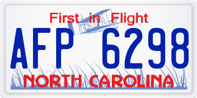 NC license plate AFP6298