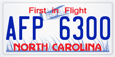 NC license plate AFP6300