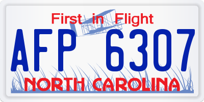 NC license plate AFP6307