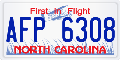 NC license plate AFP6308