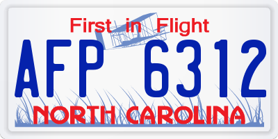 NC license plate AFP6312