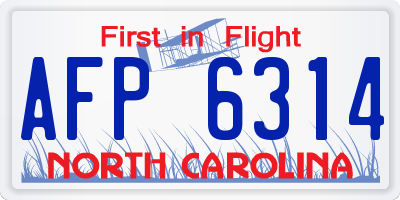NC license plate AFP6314