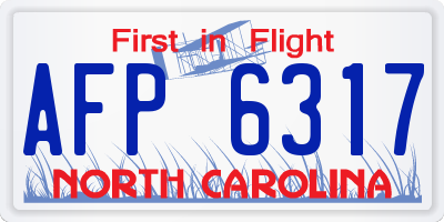 NC license plate AFP6317