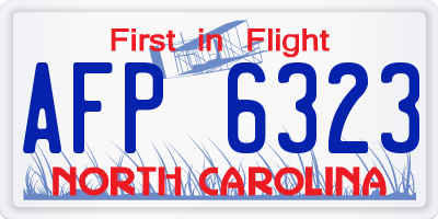 NC license plate AFP6323