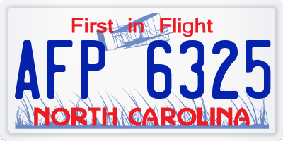 NC license plate AFP6325