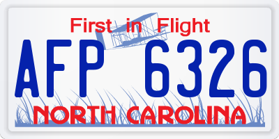 NC license plate AFP6326